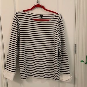 J. Crew navy and white striped boat neck shirt XL